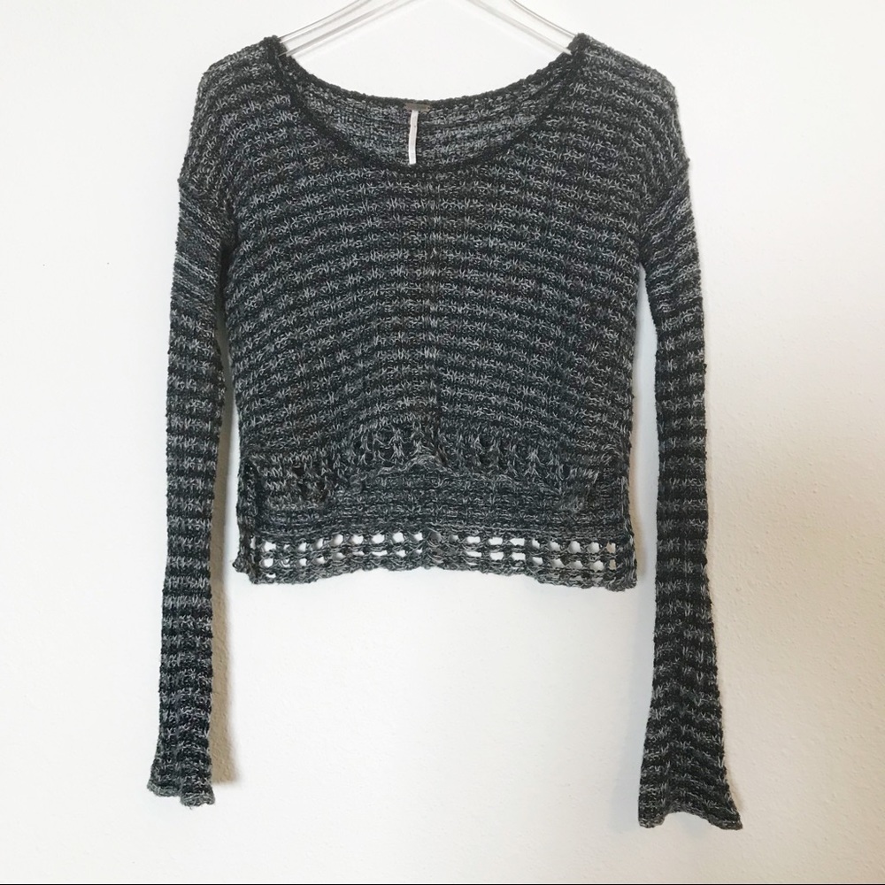 Free People Cotton Linen Cropped Sweater